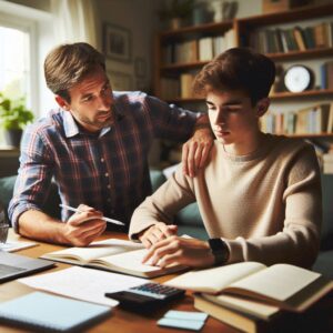 Private tutor near me helping a student with math homework.